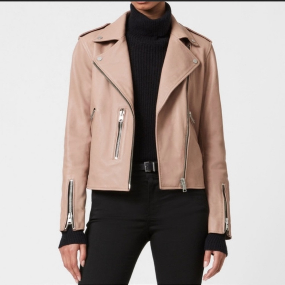 All Saints Fern Leather Biker Jacket
cameo pink
US 8 UK 12